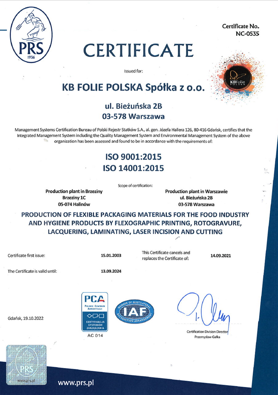 certificate iso de